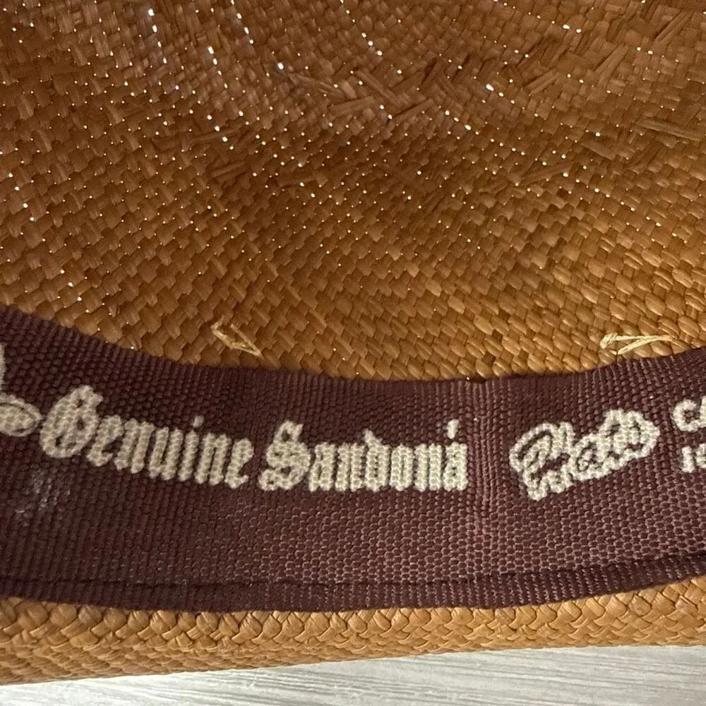 New Colombian Embellished Straw Flat Hat Size Large Boho